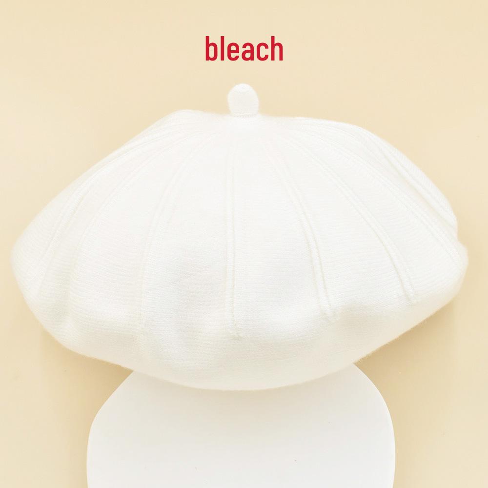 French Women's Wool Knit Striped Beret: Warm, Elastic, Brimless Winter Hat