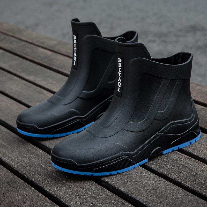 Couple Fashion Transparent Rain Shoes Street Versatile Color Matching Short Rain Boots Women's Non-slip Waterproof Shoes Rubber Shoes