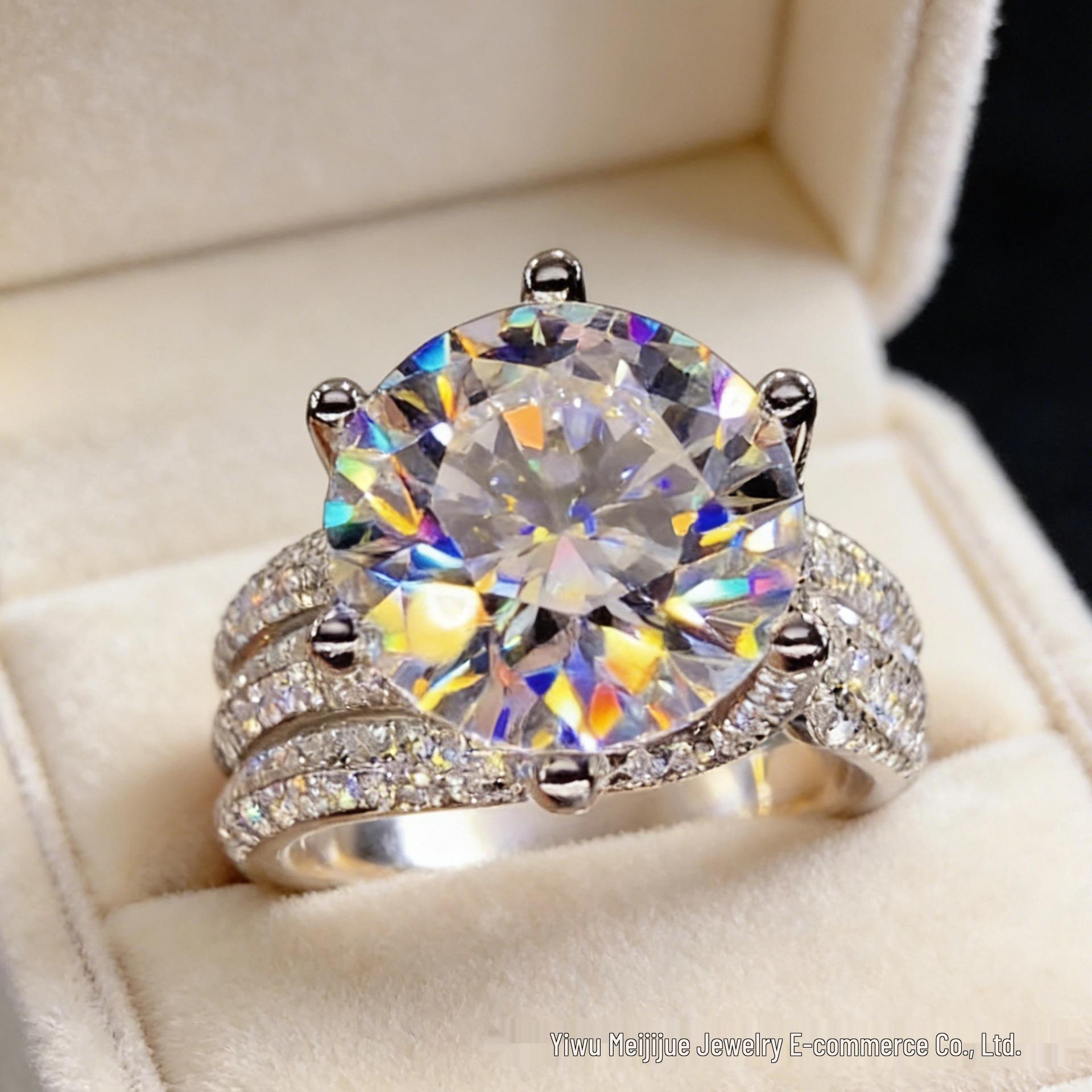 Miki Six-Claw Pavé Luxury Versatile Sparkling Ring for High-End Style Size 6