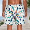 Men Plus Size Abstract Art Print Beach Shorts Quick Dry Drawstring Casual Swim Trunks With Pockets For Summer Surfing Vacation
