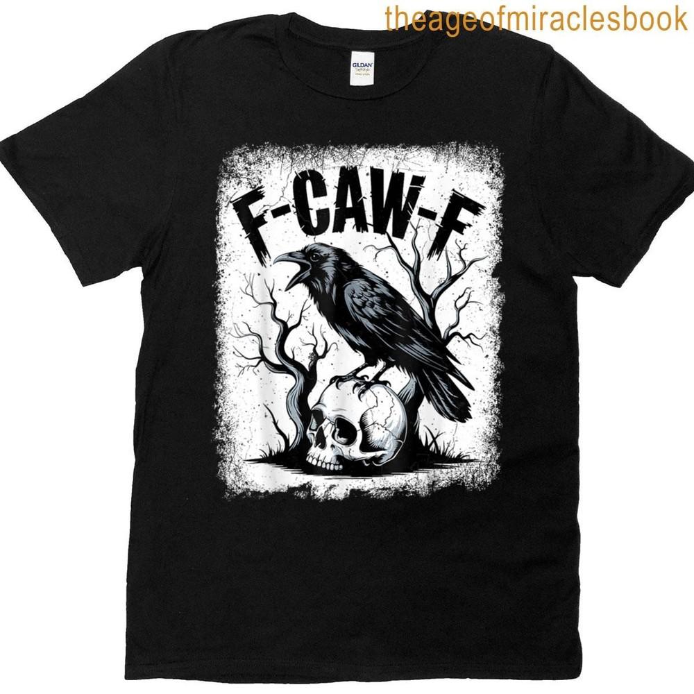 

Black Crow F-Caw-F Shirt Black Bird Novelty T-Shirt Funny Moon Gothic Fcawf Adul S