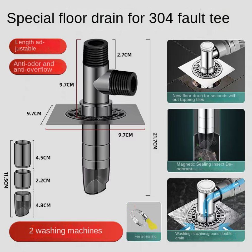 Double Purpose Washing Machine Floor Drain Quick Drainage Sewer Hose Adapter  Laundry Floor