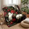 Kittens in Heart Petals Theme blanket Lightweight Warm Flannel Blanket Decorative Throw Blanket for Home Decoration