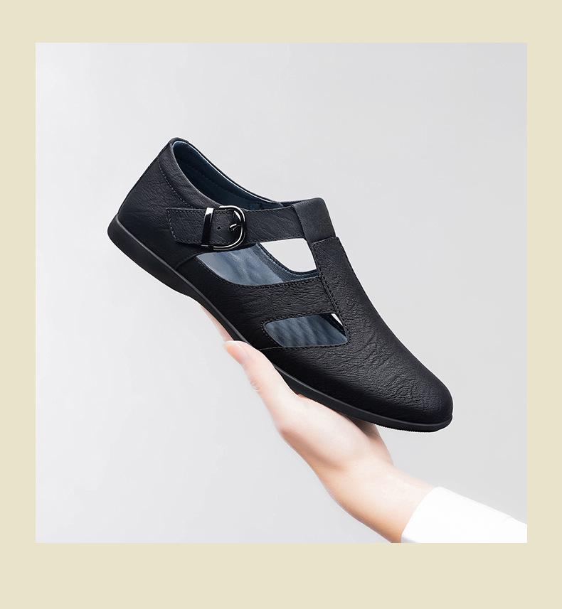 2024 Men's Summer Breathable Leather Pointed Toe Slip-On Casual Sandals