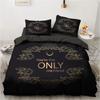 3D Black Bedding Set Pillowcase King Queen Full Single 200x200 Bed Linen Gold Design 3D Printed Duvet Cover Set for Teens Women