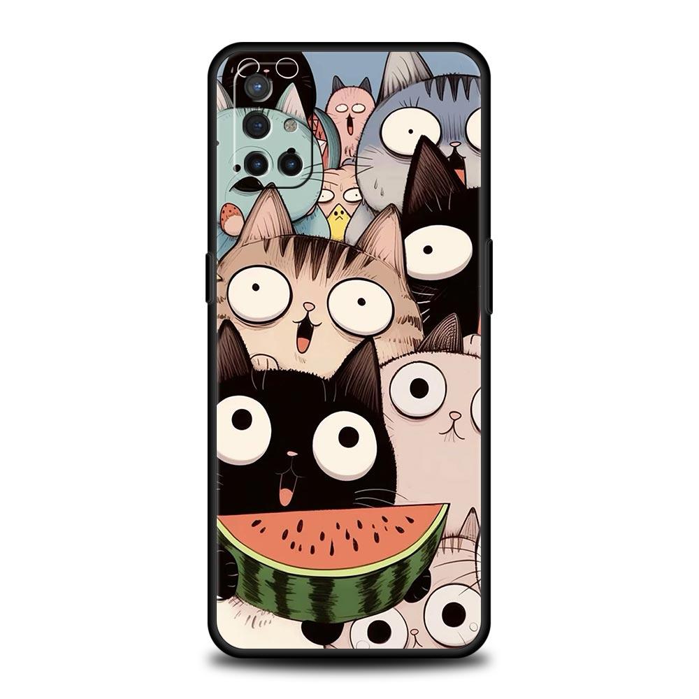 Cute Cartoon Cat Phone Case For OnePlus 13 12 11 10 9 8 7T Pro 13R 12R 10R 9RT 8T Nord N200 N30 2T CE 2 3 5G Lite Soft Cover