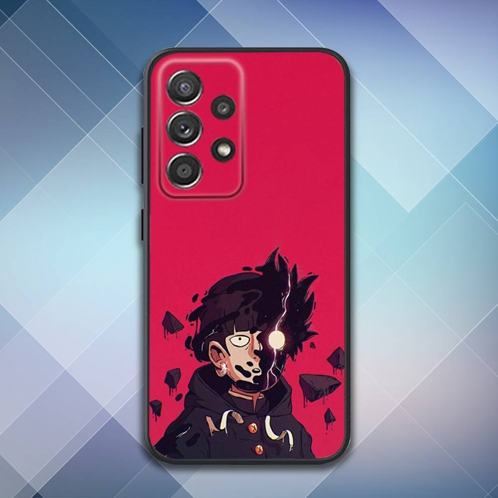 M-Mob Psycho 100 Anime Phone Case For Samsung S25,S24,S21,S22,S23,S30,Ultra,S20,Plus,Fe,Lite,Note,10,9,5G Black Cover