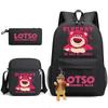 Large Capacity Schoolbag with Shoulder Strap; Student Three-piece Pencil Case Set