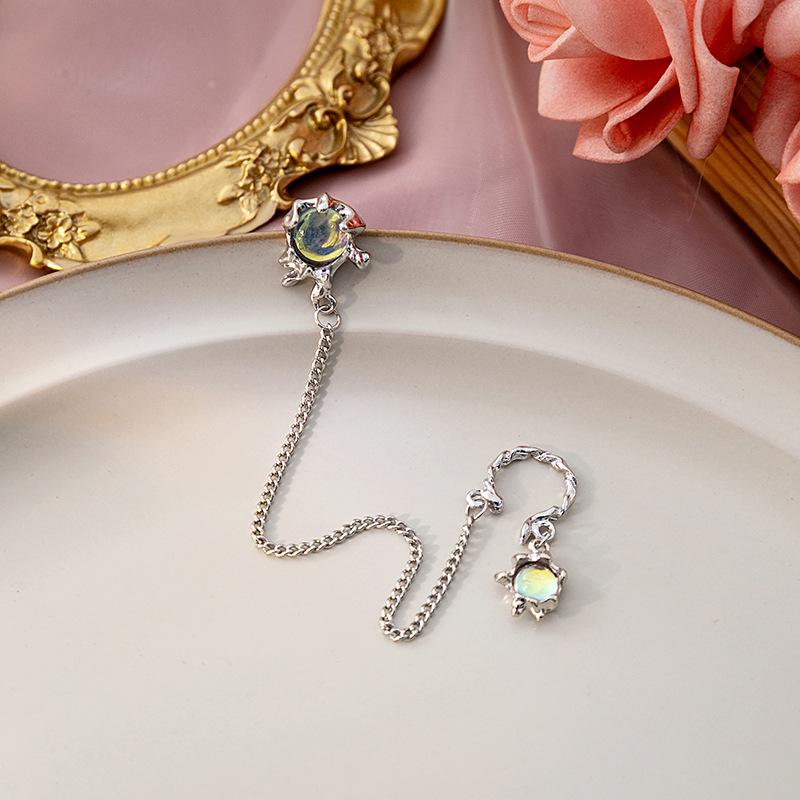 

Серебряные игольчатые асимметричные серьги-цепочки: Милые розовые цирконы, бабочки и медведи для женщин