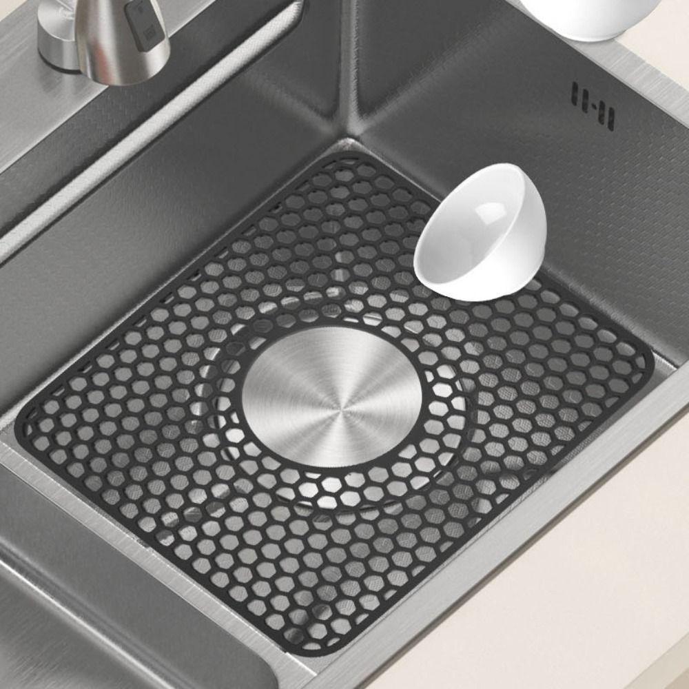 Silicone Kitchen Sink Mat Hollow Countertop Mat Household Drain Pad  Desktop
