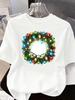 (Asian Size) letter sweet O-neck T Shirt Short Sleeve T-shirts Merry Christmas Fashion Women's Top Print Casual New Year Clothing Graphic Tee