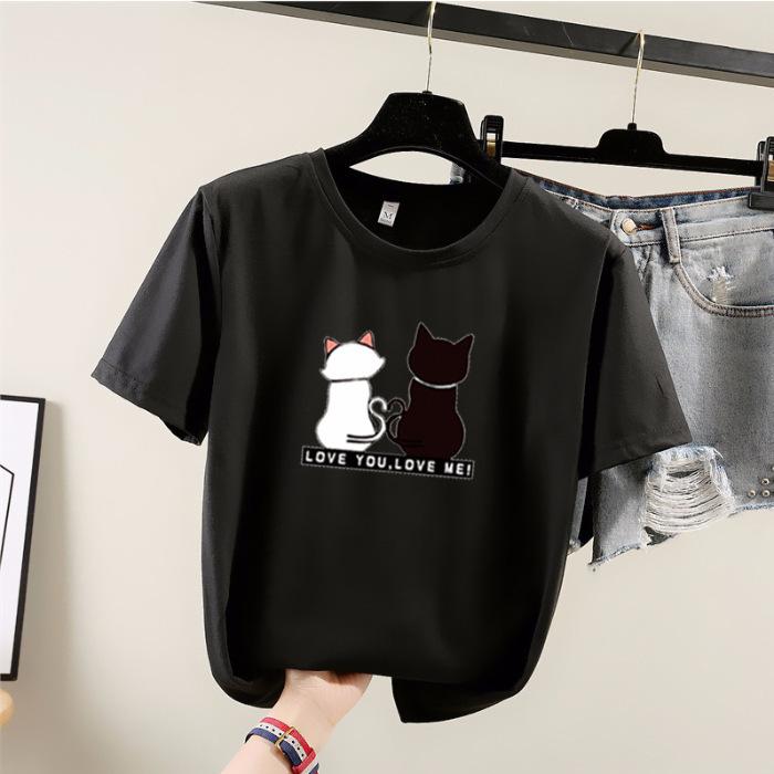 Cartoon Short Sleeve T-shirt Female Summer Student Crew Neck Printed Top Fashion Plus Size Women's Wear
