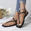 Fashion Fashion Women Square Toe Clip Toe Sandals Summer Soft Sole Comfort Non Slip Beach Sandels Bright Color Narrow Band Zapatos Mujer