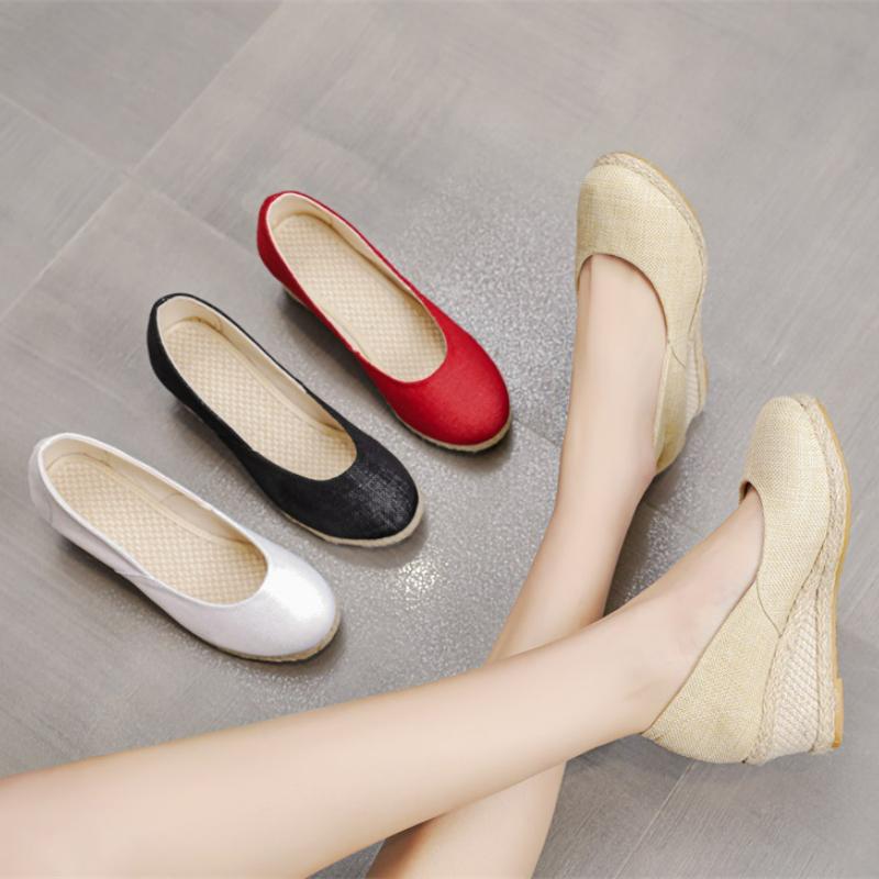 Wedges Woman Spring Summer Espadrilles Women Casual Slip-on Loafers Heeled Shoes Comfort Shallow Pumps Footwear Zapatos Mujer