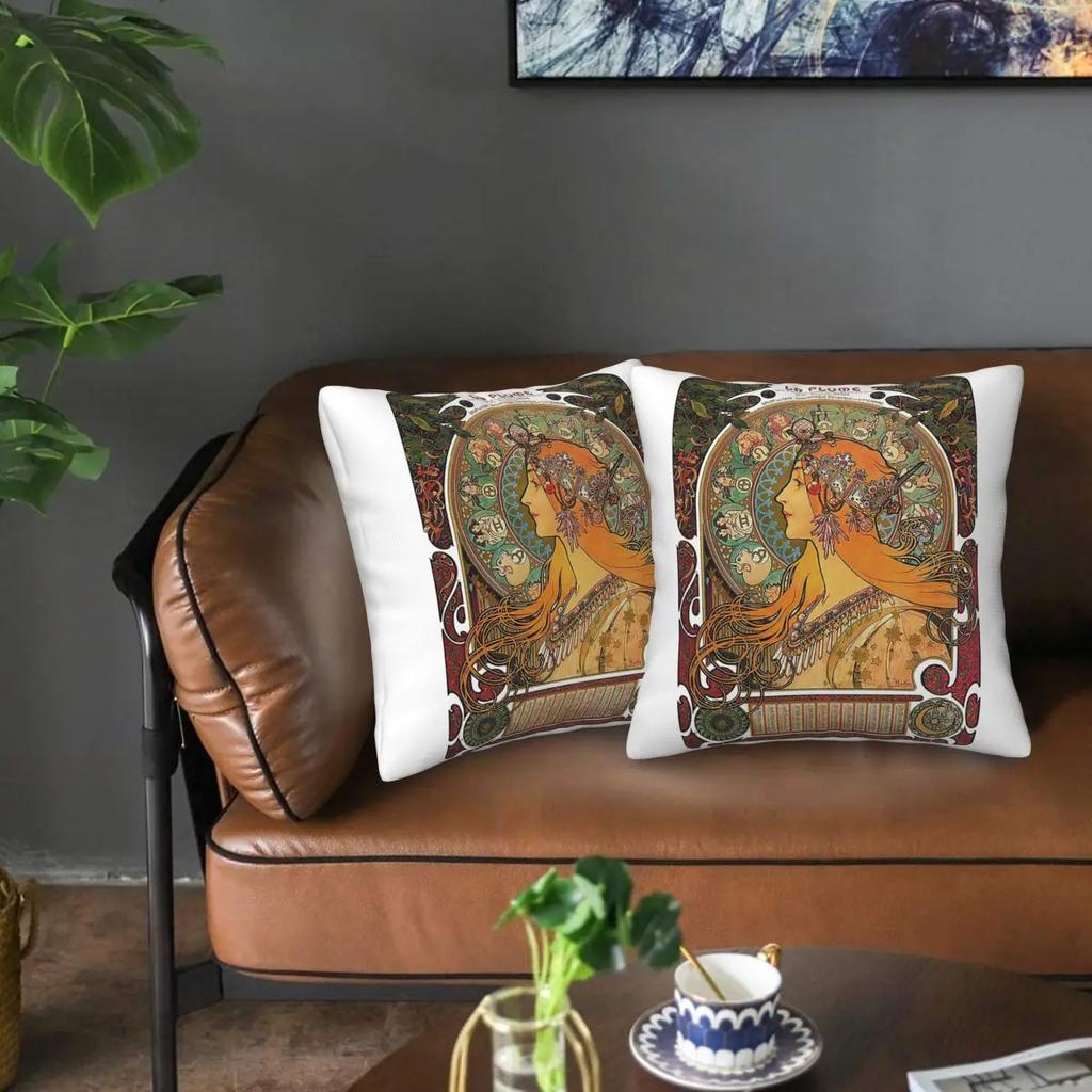 Zodiac (Original Version), By Alphonse Mucha (1896) Original Colors 2 Pcs Square Pillowcase Pillow Cover Cushion Throw Pillow