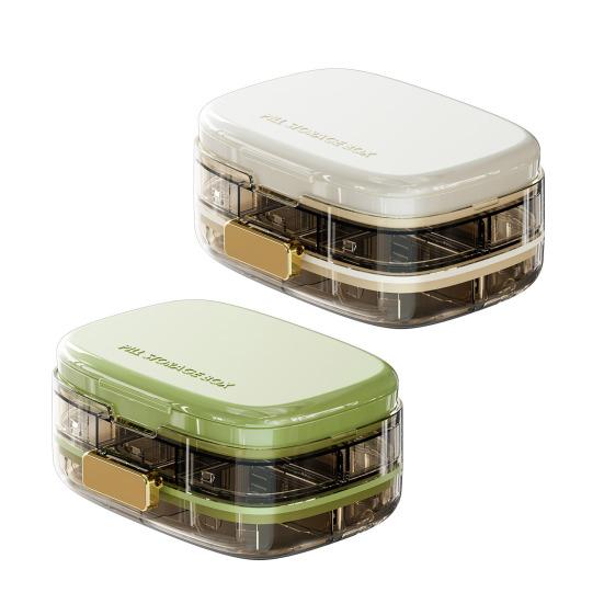 Pill Box Compact Weekly Pill Organizer with Sealing System Moisture-Proof Container Separate Compartments Pill Dispenser for Morning Noon Evening