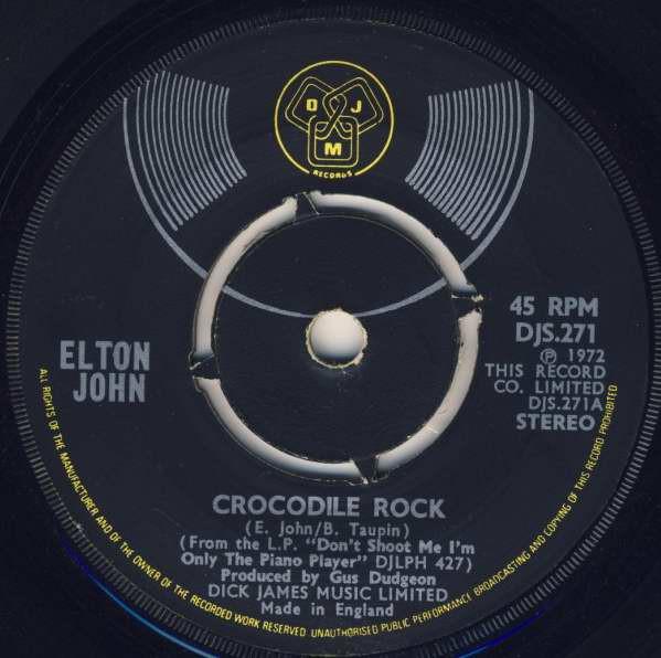 

7inch Record ELTON JOHN - Crocodile Rock DJS271 DJM Records 1972 UK Rock Used