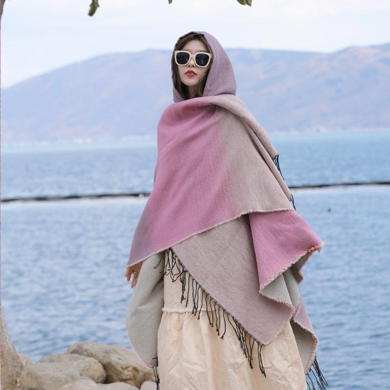 Pele amigável e respirável quente e versátil casa, outono e inverno xale de viagem feminino, capa grossa, cobertor de ar condicionado
