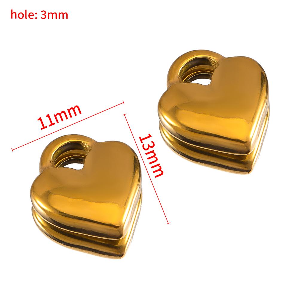 5pcs Glossy Heart Lock Charm Stainless Steel Gold Color Love Couple Pendant Earring Necklace Choker DIY Jewelry Making Wholesale