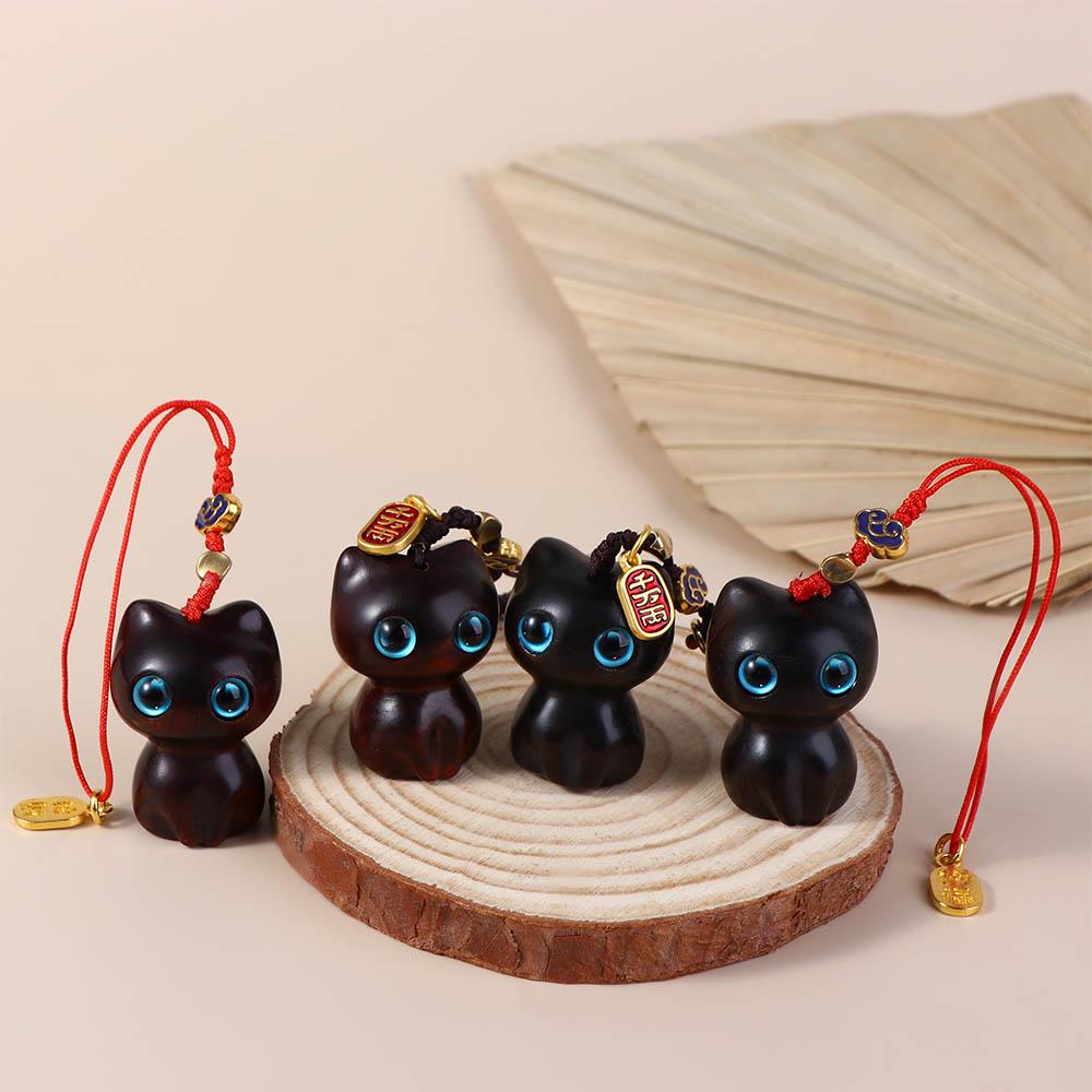 Pendant Phone Charm Wooden Cat Keychain Mobile Phone Lanyard Mobile Phone Chain Mobile Phone Strap