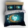 "Moon Flower Decorative Set" Bedding Set with 1 Duvet Cover 2 Pillowcases Single Double King Queen, Gift