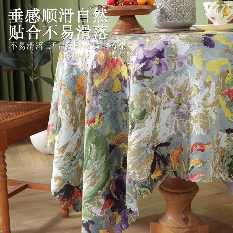 Retro Romantic Oil Painting Tablecloth Waterproof, Anti-Scalding And Leave-In, High-End Round Table Mat, Small Round Table Decorative Cover Cloth