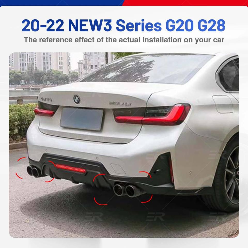 Stainless Steel Quad Exhaust Muffler with Carbon Fiber Tailpipe for 2020-2023 BMW G20/G28