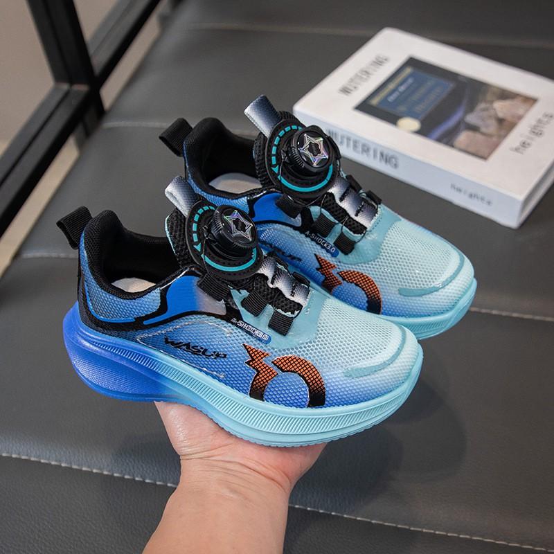 Youth style shoes Kids Rotating Buckle Sneakers Lightweight Breathable Mesh Running Shoes Boys Outdoor Fall Casual Wear