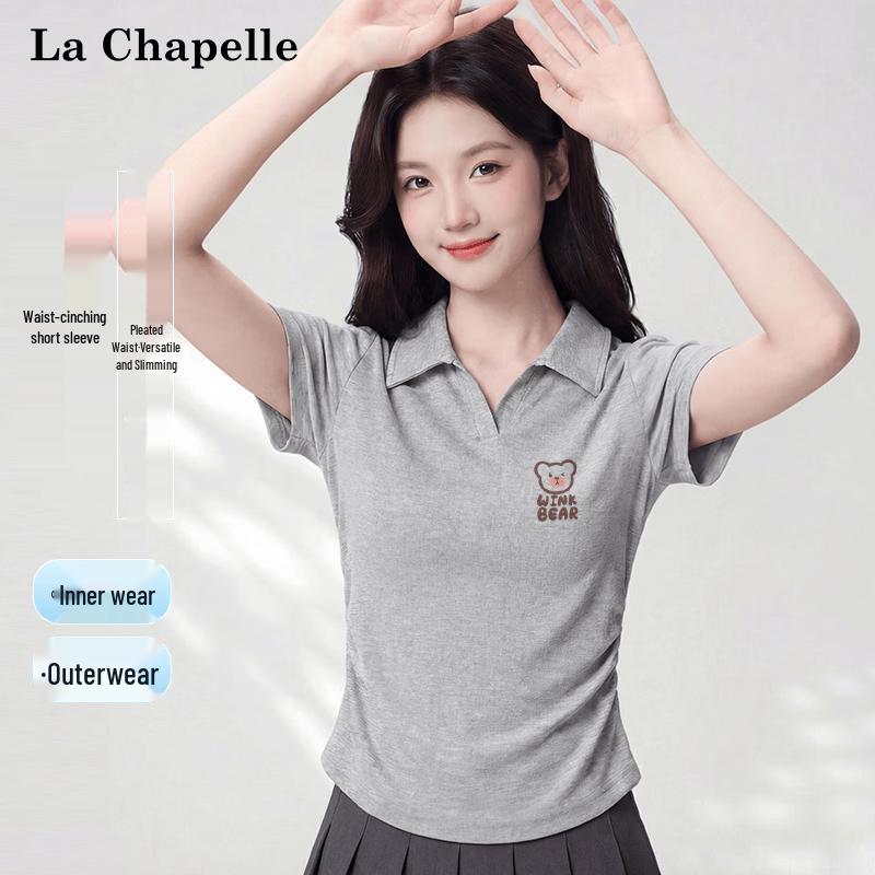 La Chapelle Women s Polo Collar Slim Fit Short Sleeve T-Shirt S