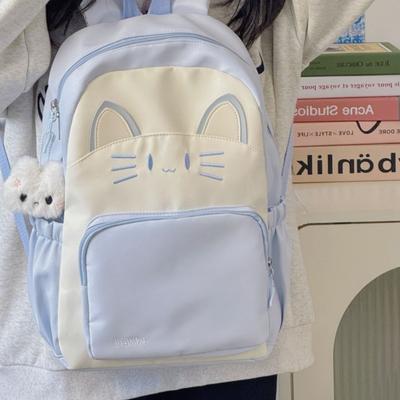 Japanese Ins Cartoon Cat Schoolbag Female Junior High School Student Versatile Cute College Style Light Travel Backpack
