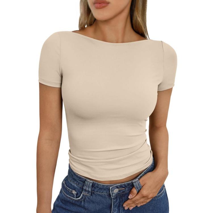 Casual Slim Fit Short Sleeve Shirt Women's Fashion Outerwear Top