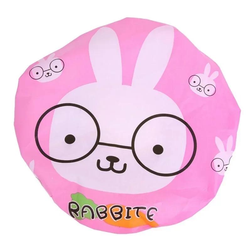 New 4 Pcs/lot Random Style Lovely Cartoon Lady Shower Caps Colorful Bath Shower Hair Cover Adults Waterproof Bathing Cap Animal