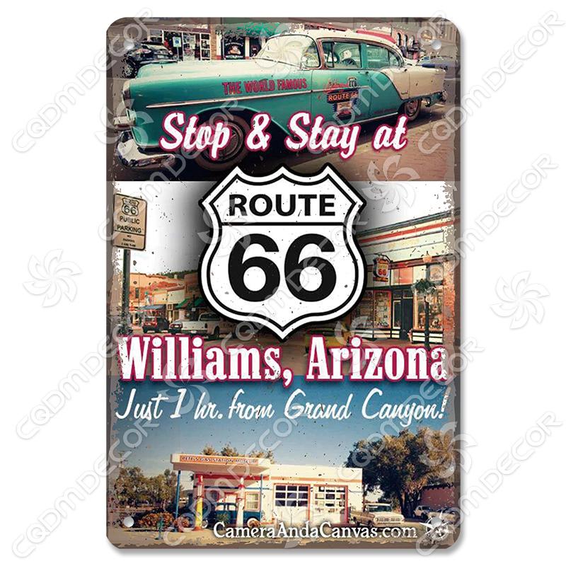 Alte Route 66 Blechschilder Get Your Kicks on US 66 Metallposter Vintage Wandkunst Dekoration für Garage Club Wohnzimmer Zuhause