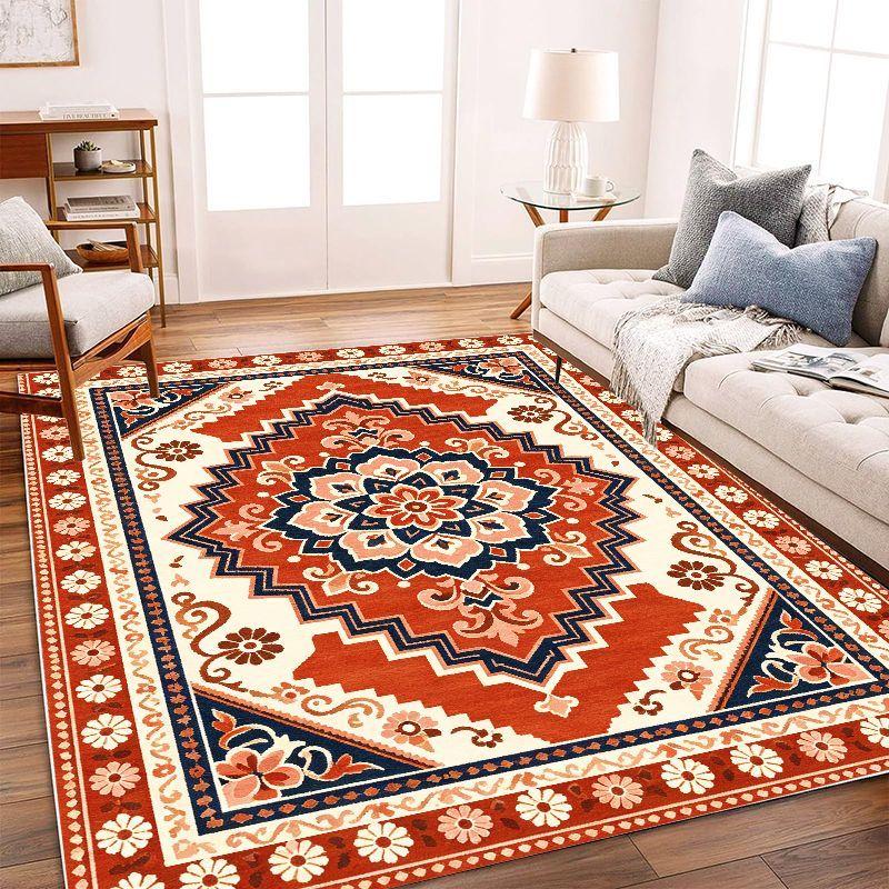 Retro Bohemian Geometric Kilim Area Rug Soft Non Slip Washable Floor Carpet for Living Room Bedroom Study Home Decor