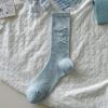 Ballet Style Solid Color Bow Mid Tube Socks Summer Cotton Lightweight Breathable Fashionable Soft Comfortable Casual Women Socks