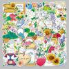 50 Sheets Hand-Painted Floral Story Stickers: Waterproof Decorative for Notebooks & Luggage