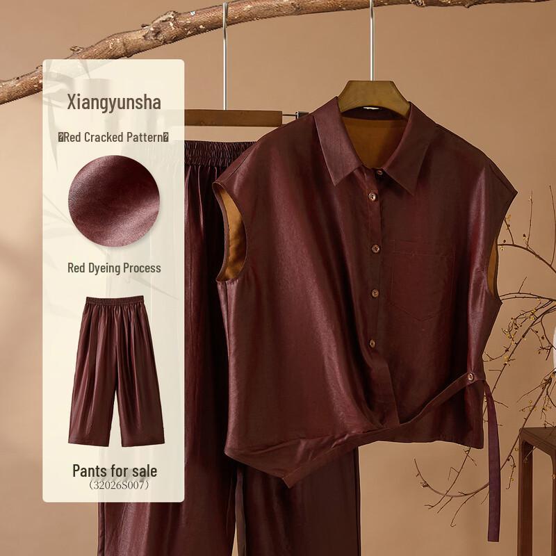 Snowforte Women's Silk Xiangyunsha Irregular Tie-Front Shirt