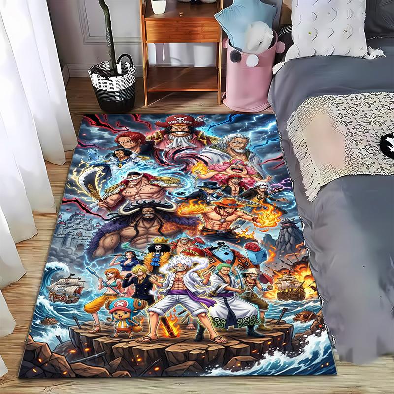 Anime Pirate Characters Carpet with Colorful Battle Scene Design Suitable for Use As an Anti-slip for Living Room Bedroom Sofas