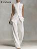 Women's Draping Shirt New Fashion Temperament Sleeveless Long Pants Set for Women
