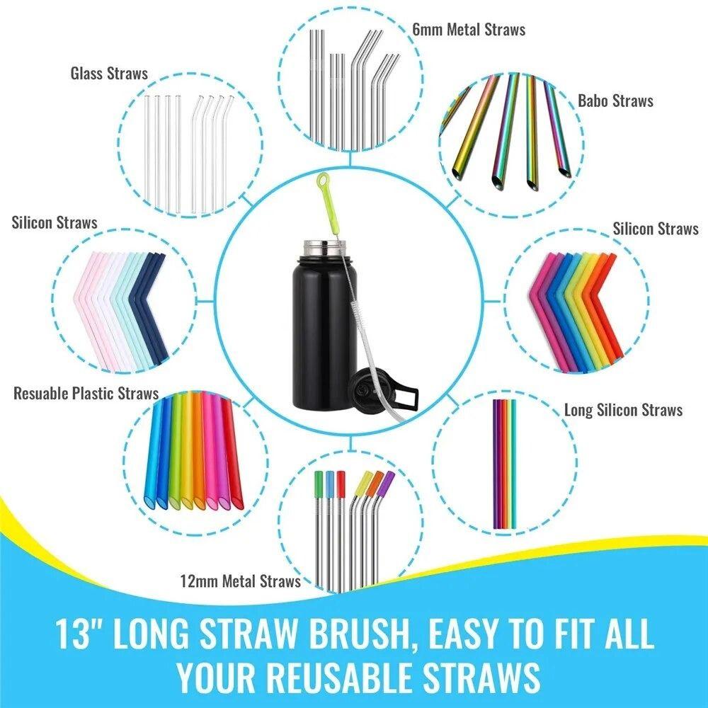 Plastic Narrow-mouth Baby Bottle Cleaner Soft Nylon Brush Cleaning Brush Sets  Water Bottle