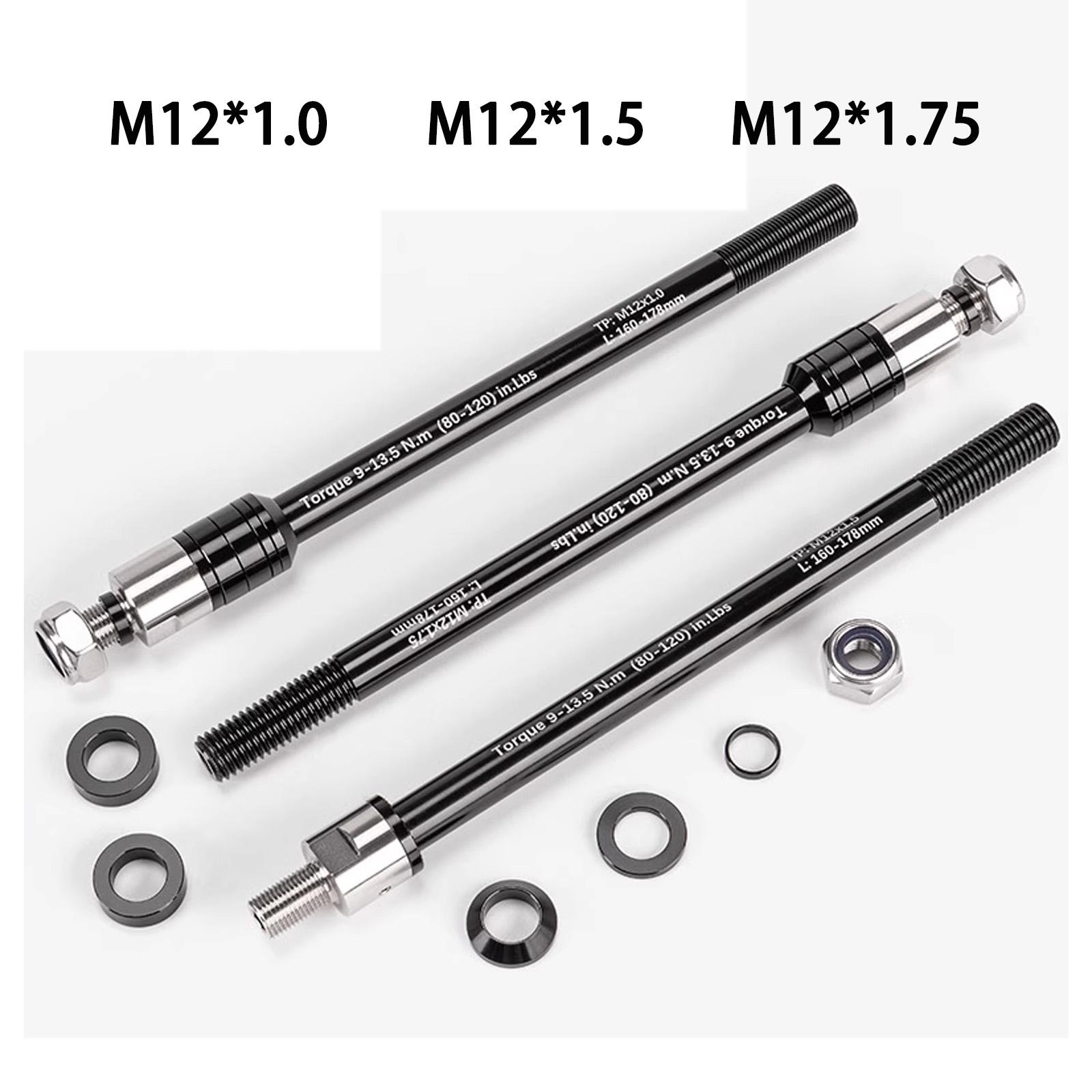 Universal Thru Axle for Bicycle Trailers, Adjustable Length Thru Axle Adapter, Compatible with Most Bicycle Trailer Couplings M12x1.0