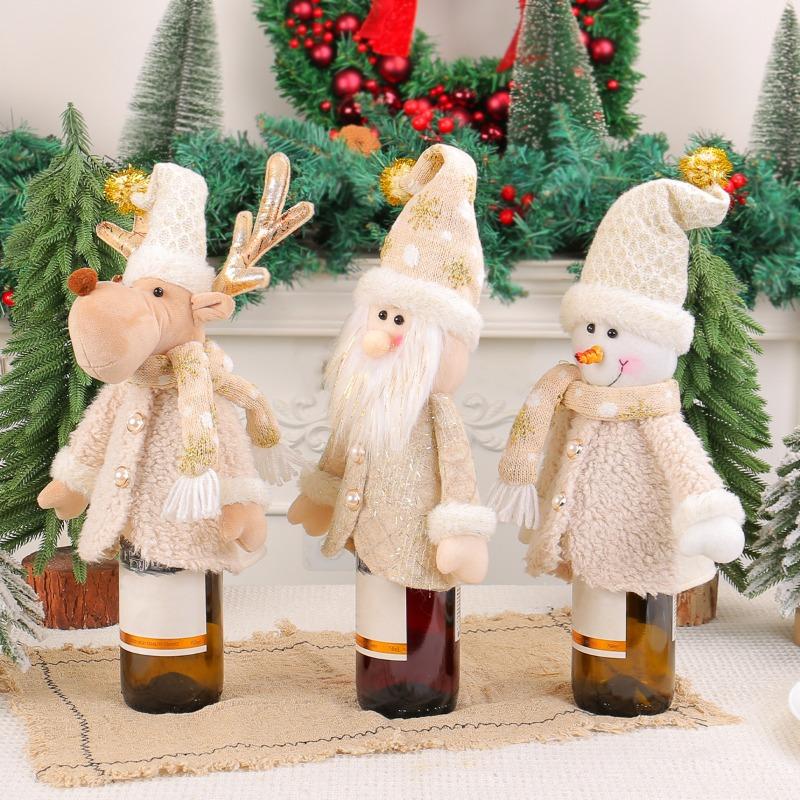1pc Wine Bottle Cover Christmas Santa Claus Cute Red Wine Bottle Decor Festive Table Decoration for Holiday Season