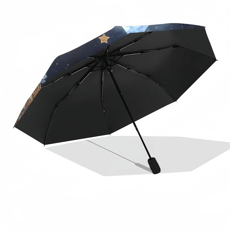 1pc Moonlit Fox Dreamscape Umbrella with Plastic Handle,Suitable for All Seasons Home Travel Outdoor UmbrellaDD467