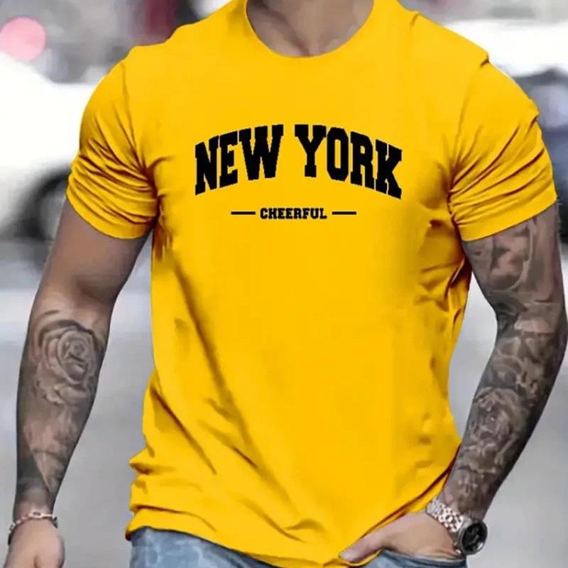 New York Print Herren Rundhals Kurzarm T-Shirt Mode Slim Fit T-Shirt Top Für Frühling Sommer Urlaub