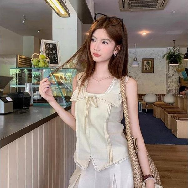 Summer New Sweet and Spicy Style Lace-up Sling Vest Women's Waist Thin and Versatile Design Temperament Top