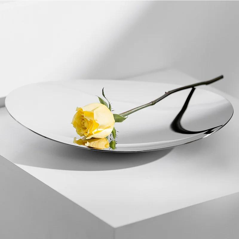 Stainless Steel Mirror Fruit Tray, Dining Table Decoration Storage Tray, Dessert Tray, Home Decoration, Scandinavian Style