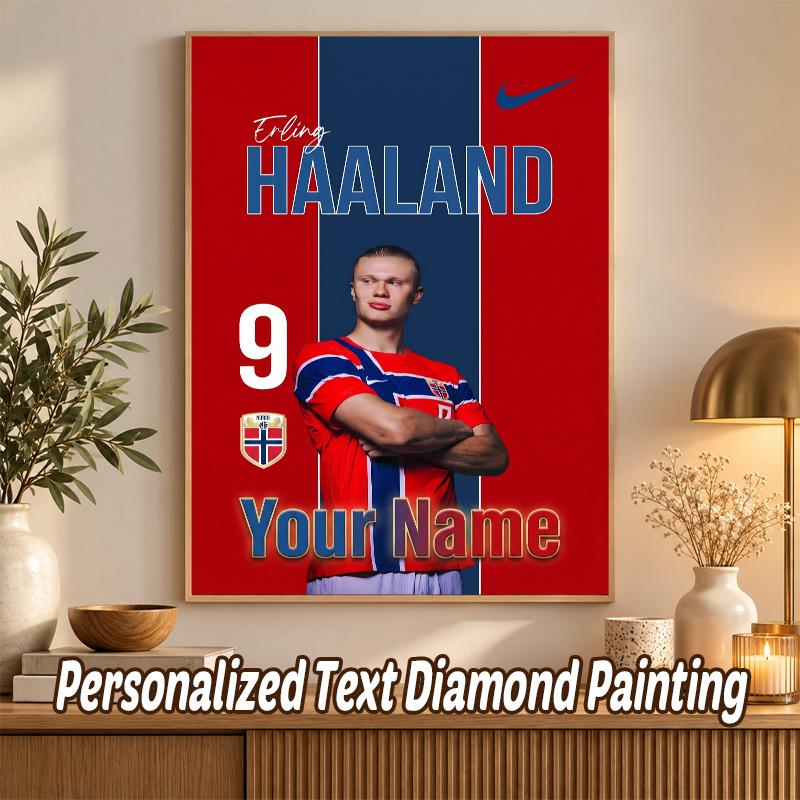 Erling Haaland Custom Name Text 5D Diamond Painting Kit DIY Full Drill Diamond Art Decoration