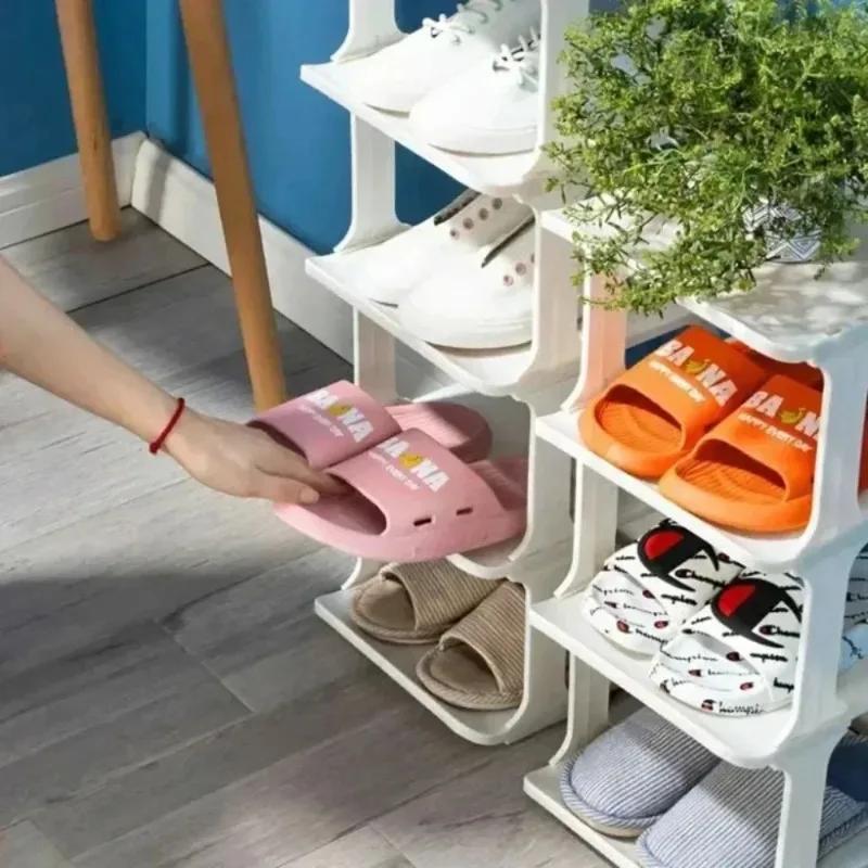 Multi-Layer Shoe Rack Space-Saving Stackable Storage Organizer for Entryway Bedroom Dormitory Removable Shoe Shelf for Home Use
