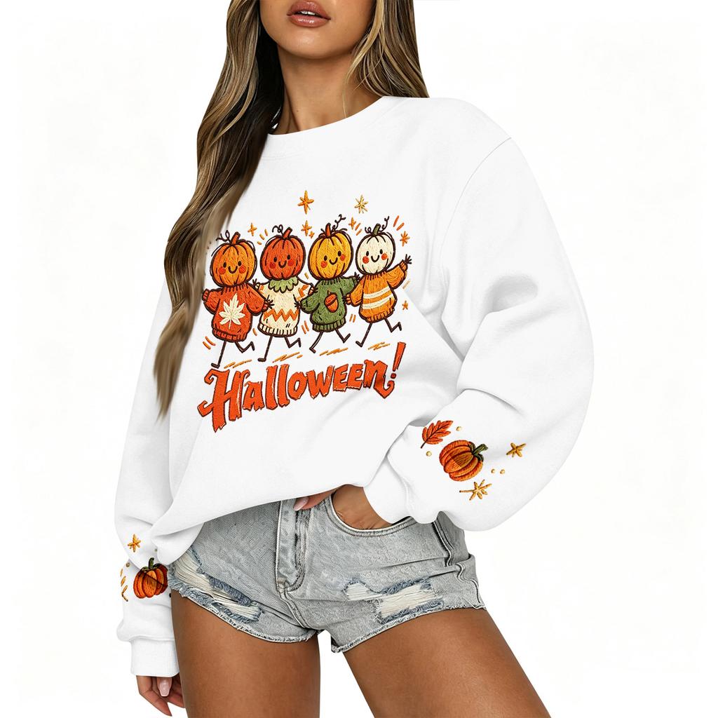 Women's Casual Long Sleeve Top with Christmas Print Round Neck for Holiday Party Wear