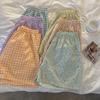 Sommer-Lounge-Shorts, Taille, weites Bein, Print, lockere Freizeitshorts, kariert, elastisch, hohe Passform, Schlafshorts